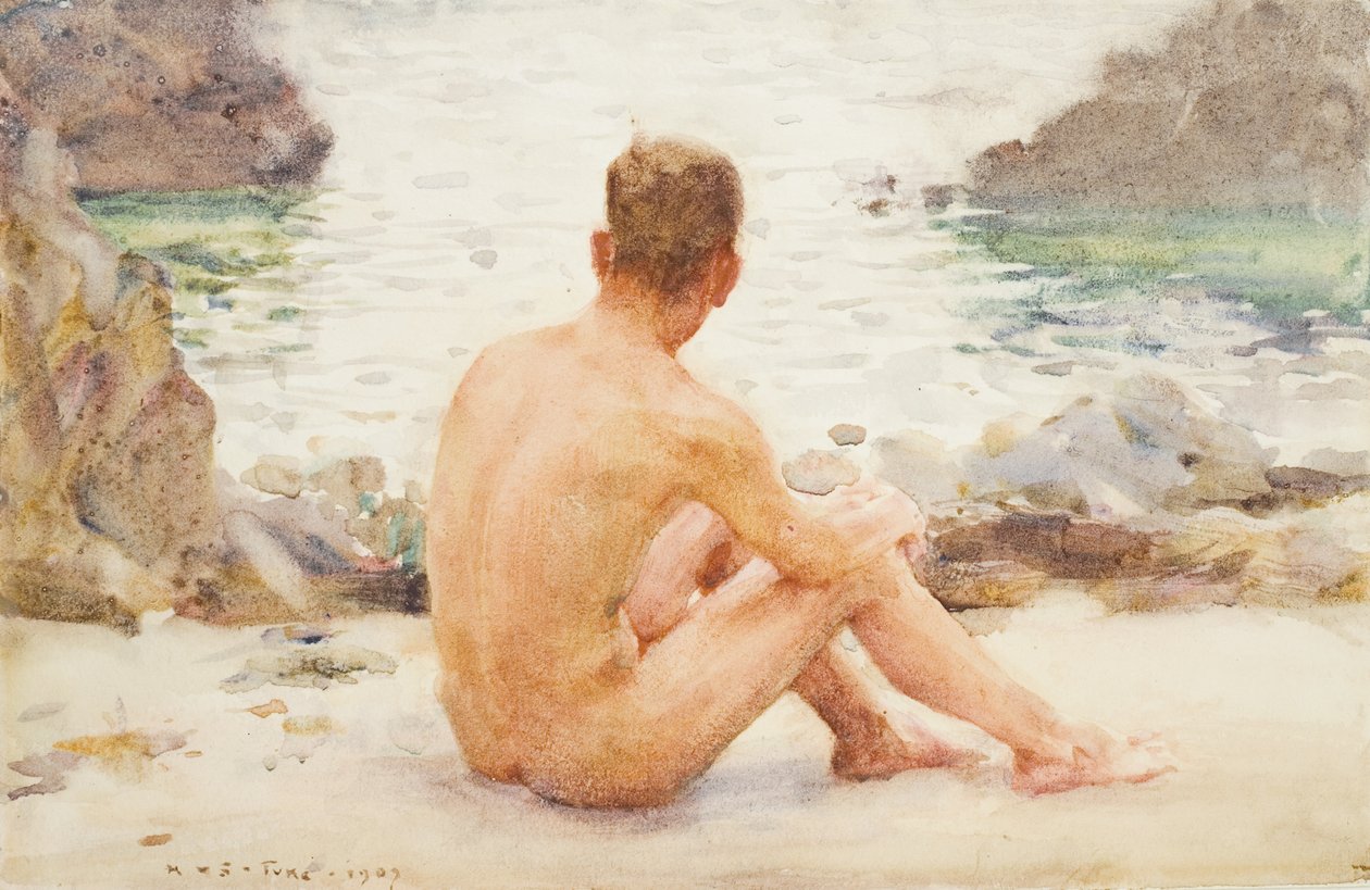 Charlie assis sur le sable, 1907 - Henry Scott Tuke