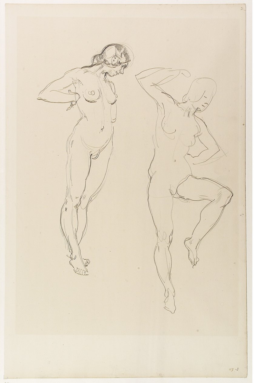 Figure féminine nue, debout sur la pointe des pieds - Henry Tonks