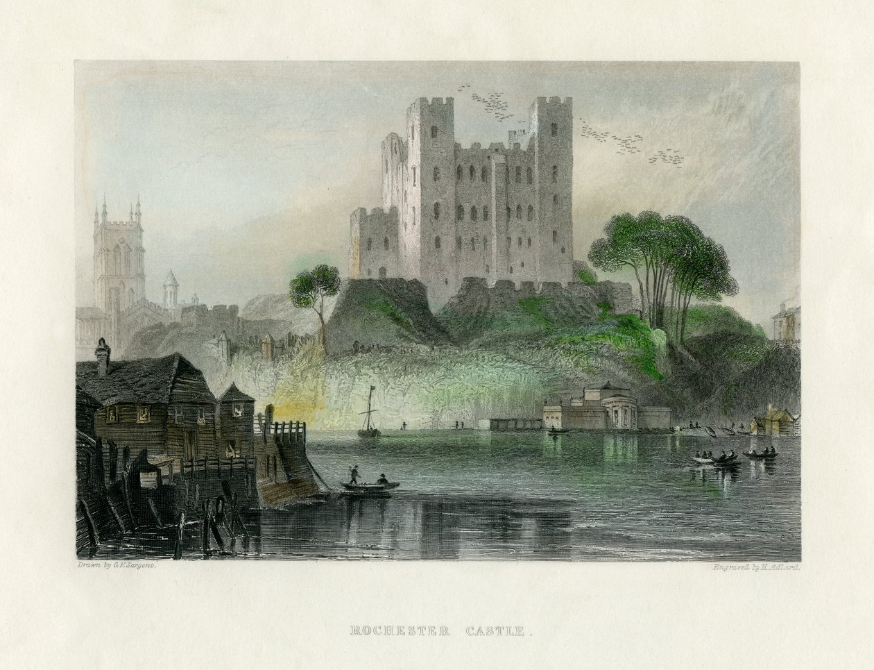 Château de Rochester, Kent, milieu du 19e siècle - Henry Adlard