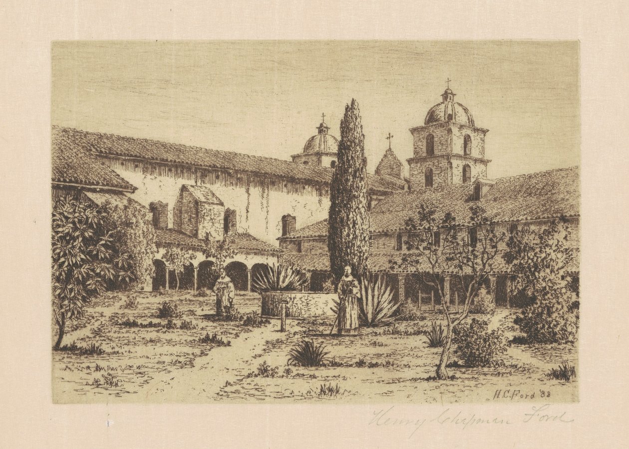 Jardin, Mission Santa Barbara, 1888 - Henry Chapman Ford