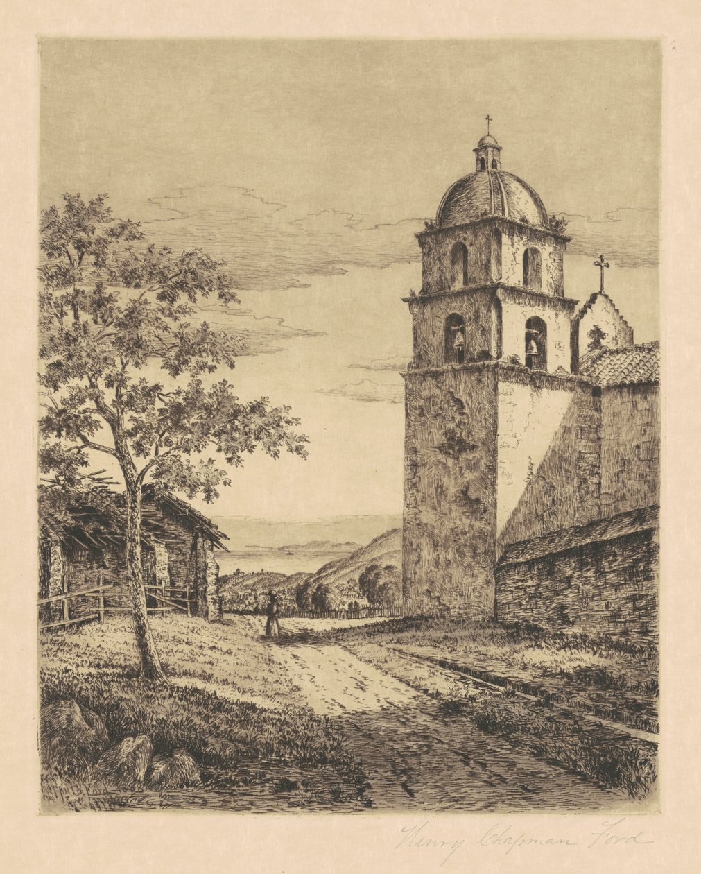 Mission Santa Barbara, vue vers le sud - Henry Chapman Ford