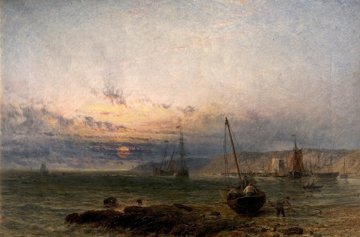Scène côtière, coucher de soleil, 1852 - Henry Dawson