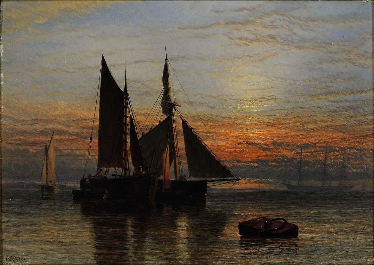 Navigation sur une mer calme au crépuscule - Henry Dawson