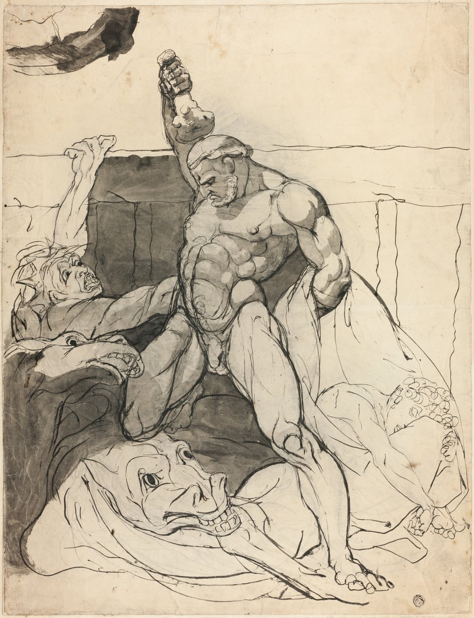 Hercule tuant les juments de Diomède - Johann Heinrich Füssli