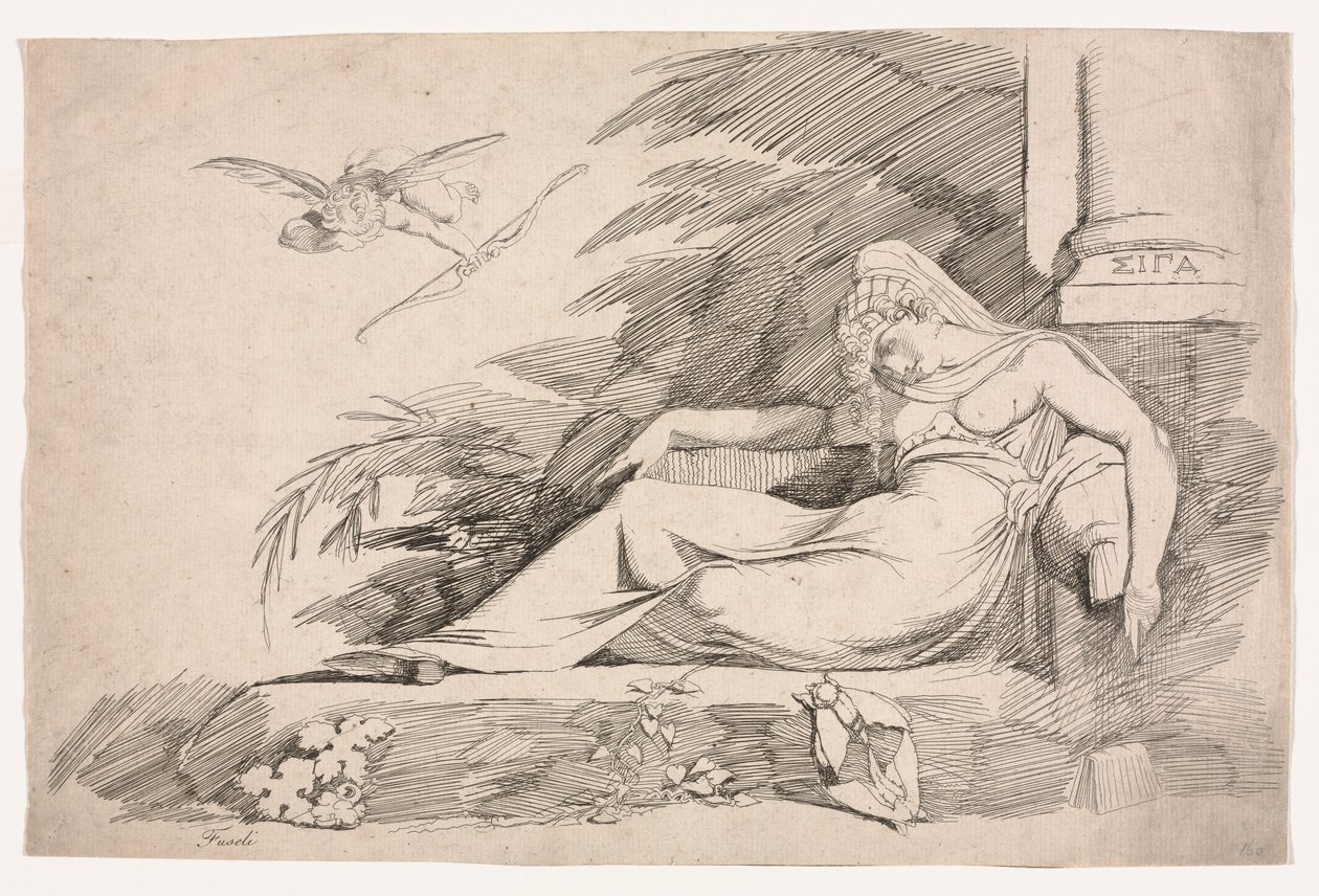 Femme endormie avec un Cupidon, 1780-1790 - Johann Heinrich Füssli