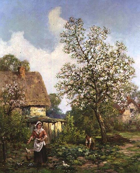 Nourrir les poules - Henry John Yeend King