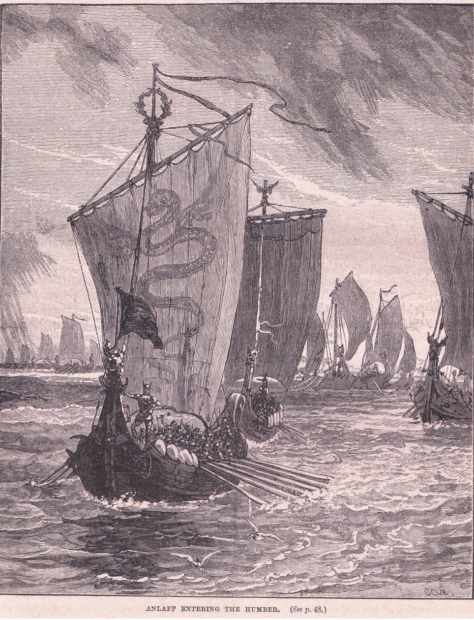 Anlaf entrant dans le Humber en 937 après J.-C. - Henry Marriott Paget