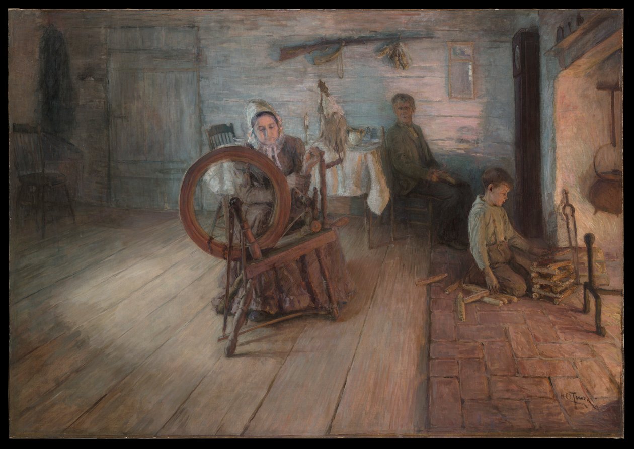 Filage à la lumière du feu - Henry Ossawa Tanner