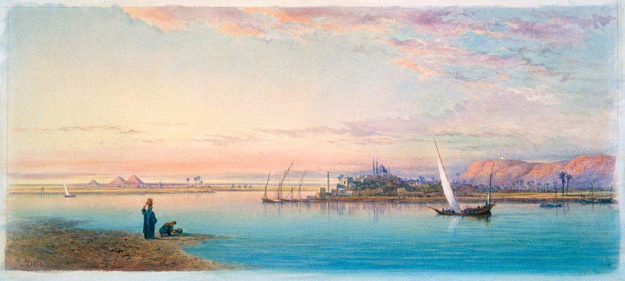 Le Nil par Bulaq, Égypte, 1868 - Henry Pilleau