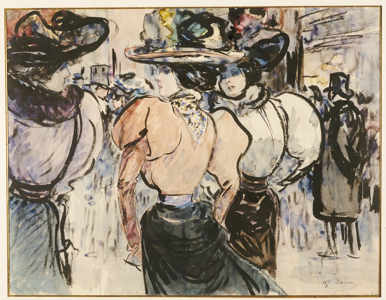 Dames élégantes dans la rue - Henry Somm