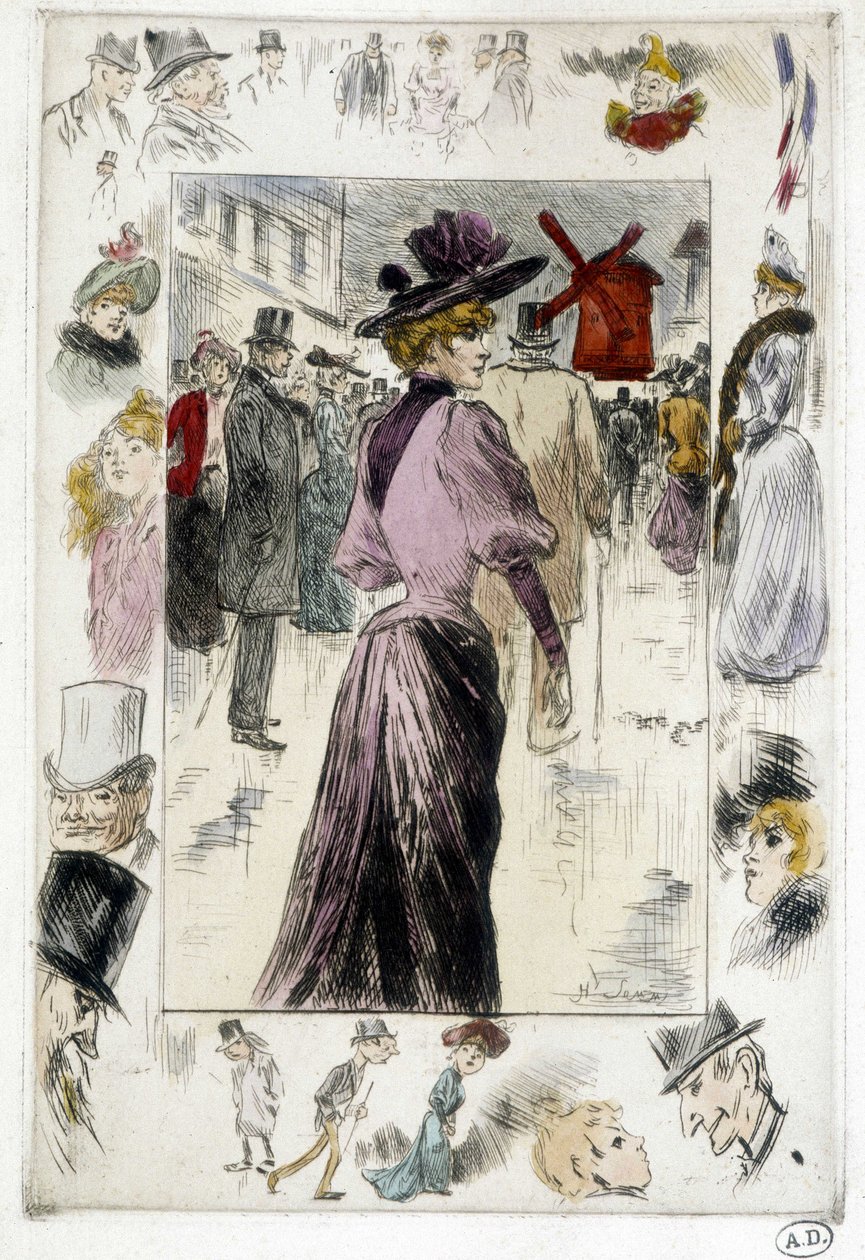 Femme devant le Moulin Rouge - Henry Somm