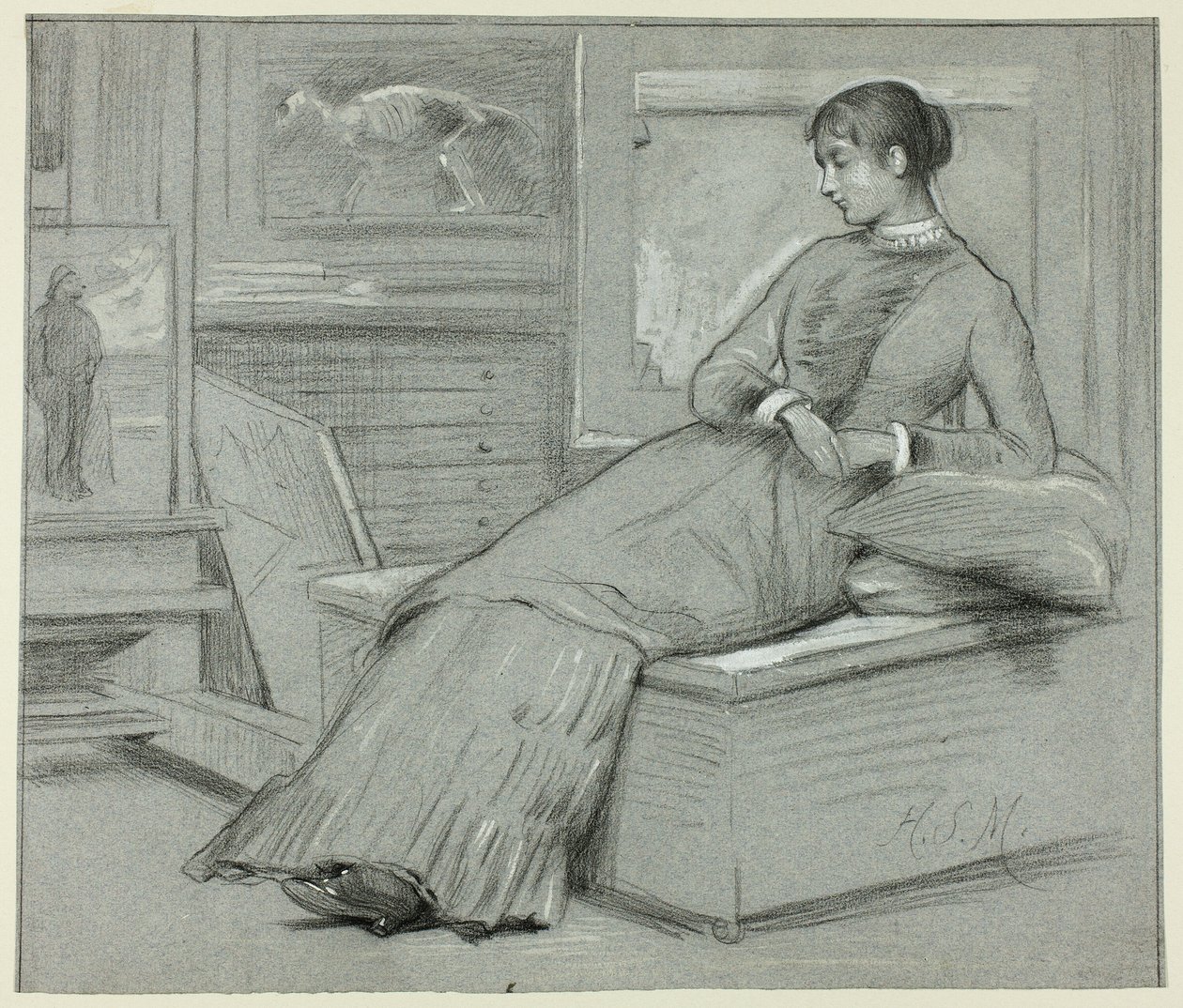 Femme se reposant sur une plate-forme - Henry Stacy Marks