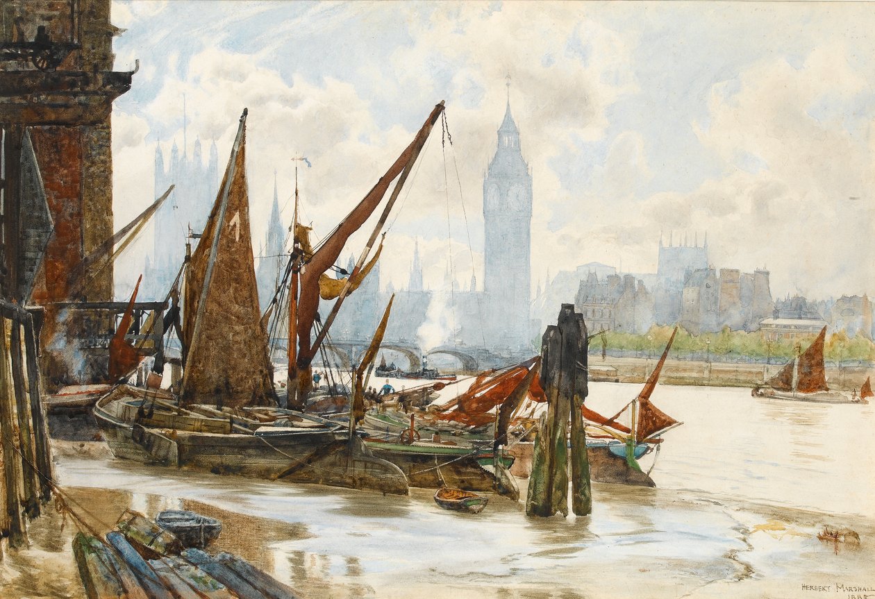 Westminster depuis la rive sud, 1885 - Herbert Menzies Marshall