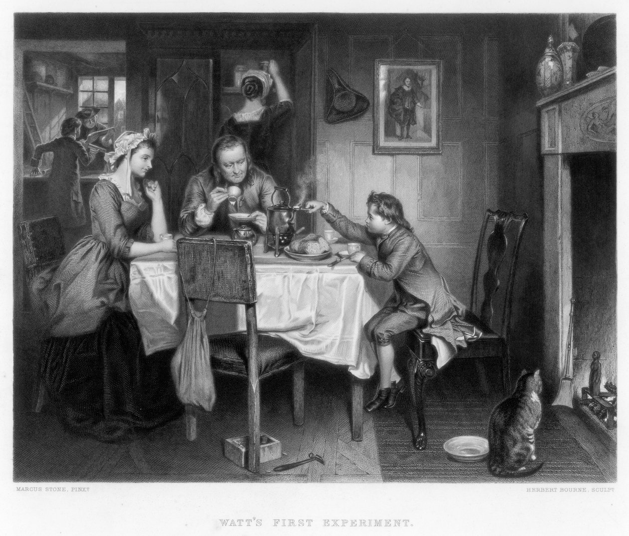 Première expérience de Watts, 18e siècle, vers 1870 - Herbert Bourne