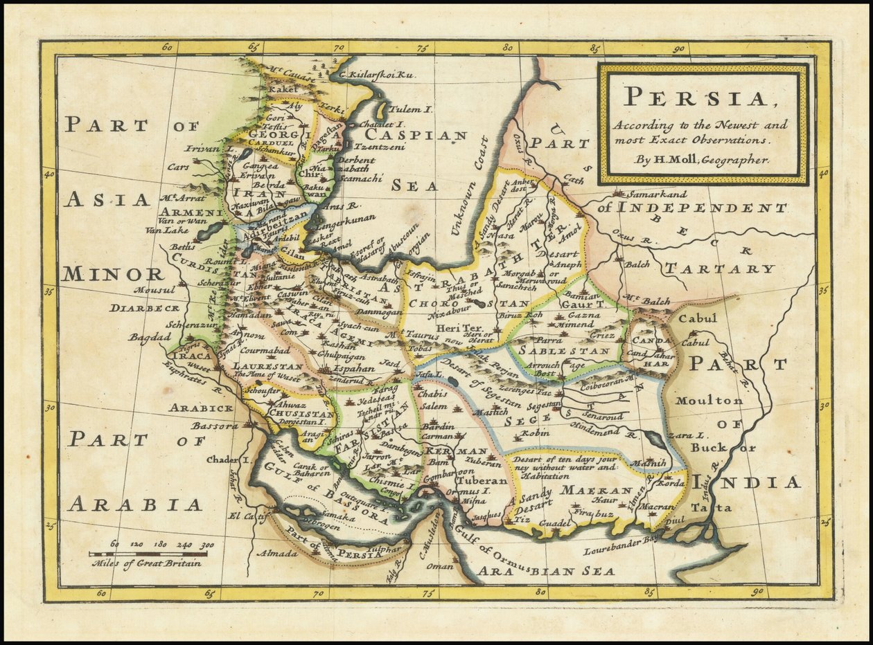 Carte de la Perse de 1740 - Herman Moll