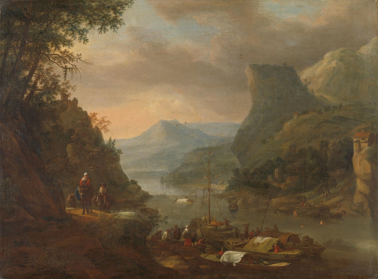 Vue de rivière dans une région montagneuse - Herman Saftleven