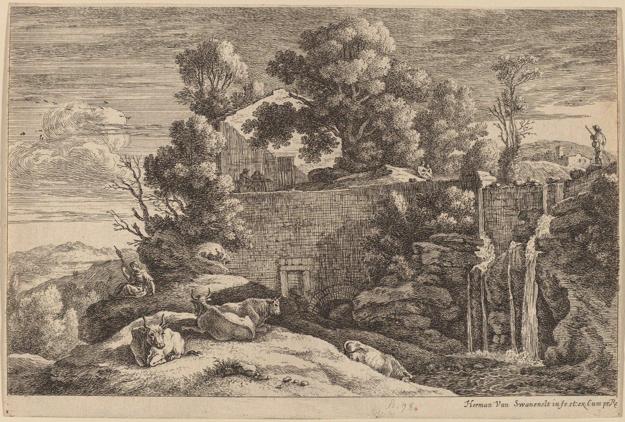 La Fileuse et quatre vaches - Herman van Swanevelt