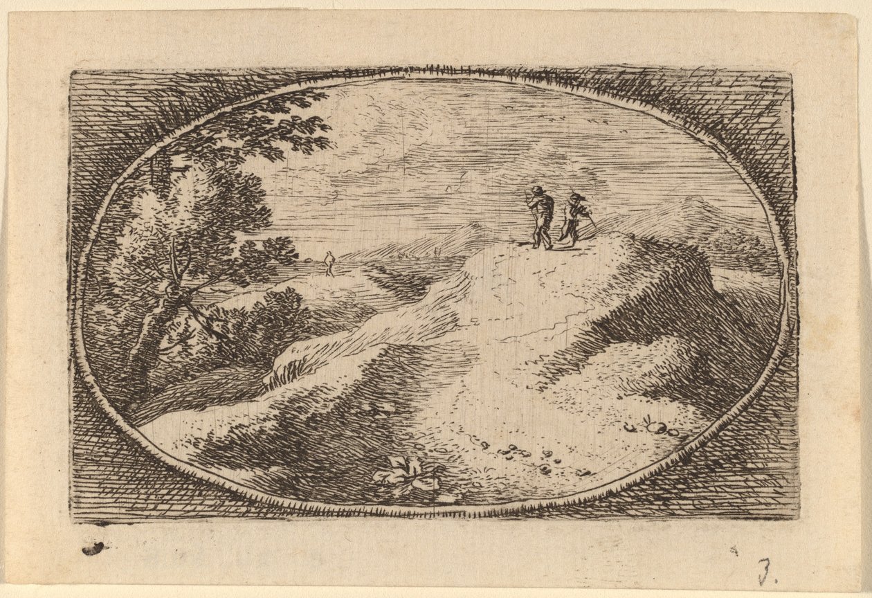 Deux hommes sur une colline nue - Herman van Swanevelt