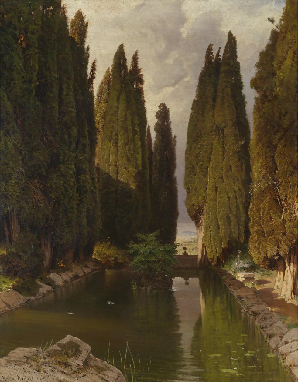 Parc près de Rome, vue sur les monts Albains - Hermann August Krüger