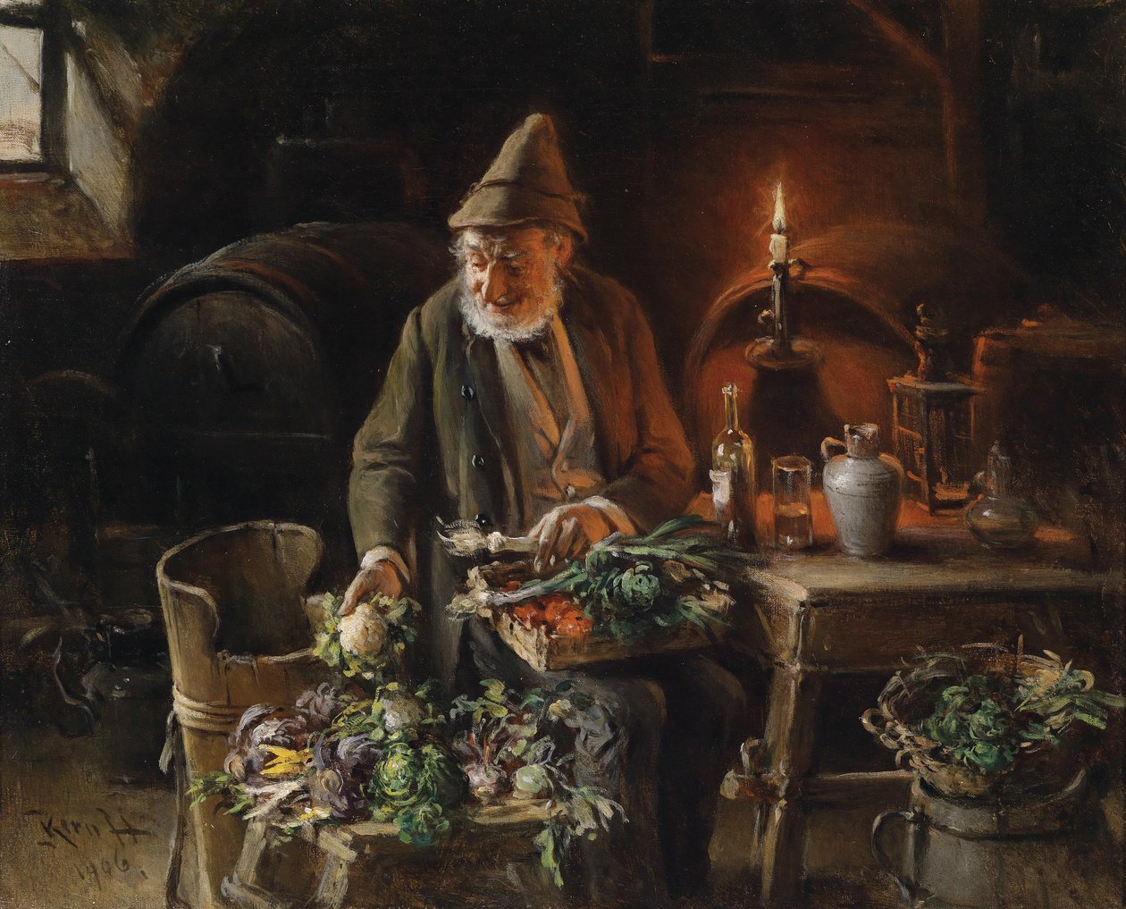 Le marchand de légumes dans la cave à vin - Hermann Kern
