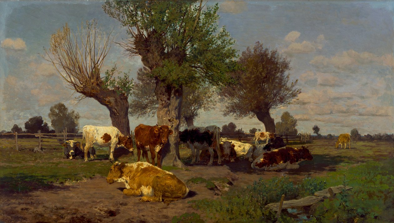 Paysage avec troupeau de bétail - Hermann Baisch