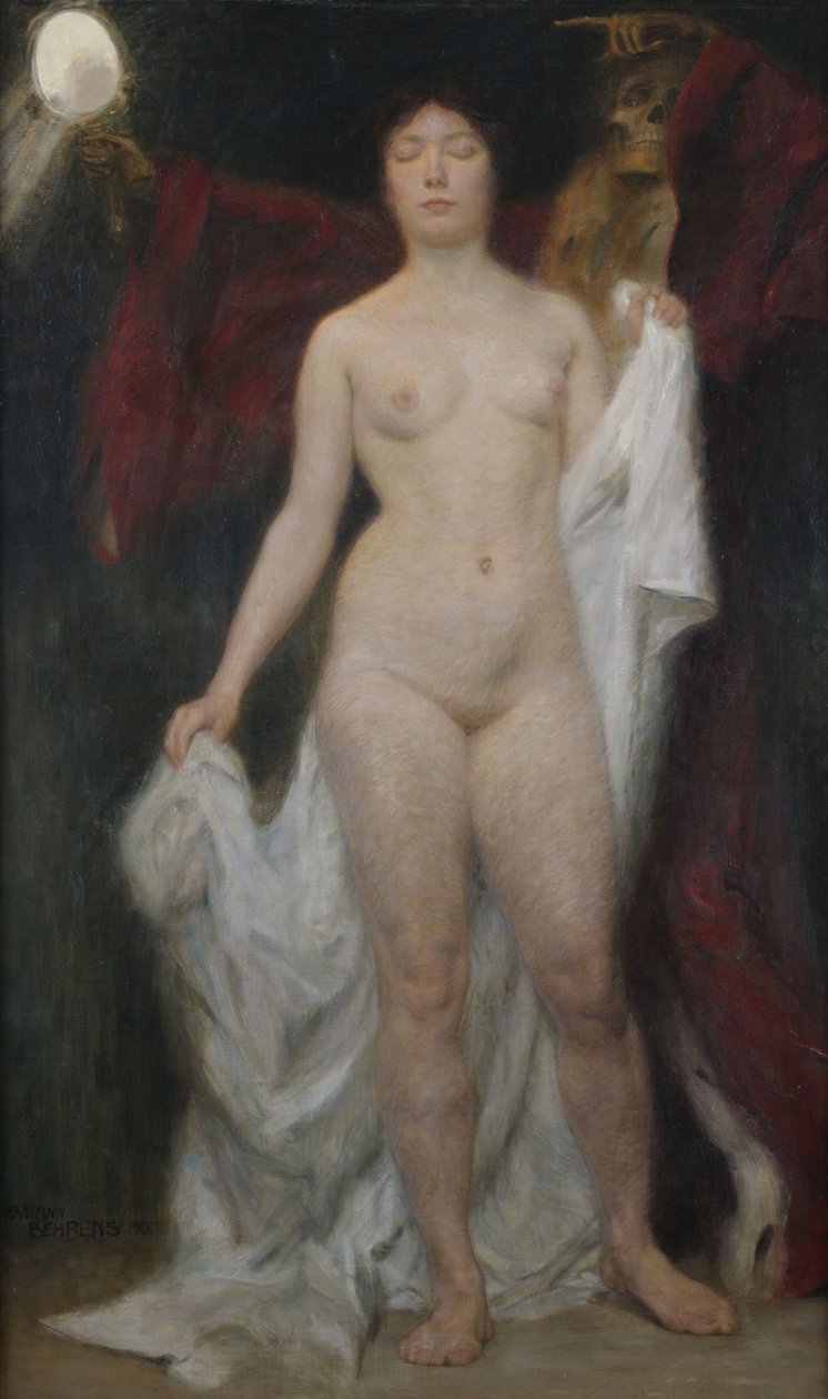 Nu féminin avec la mort comme allégorie de la vanité - Hermann Behrens