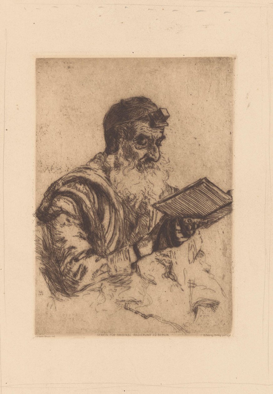 Homme juif en prière - Hermann Struck (signed by artist)