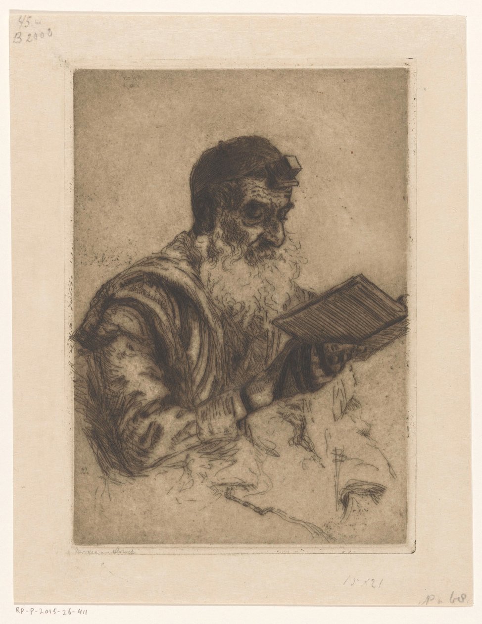 Homme juif en prière - Hermann Struck (signed by artist)
