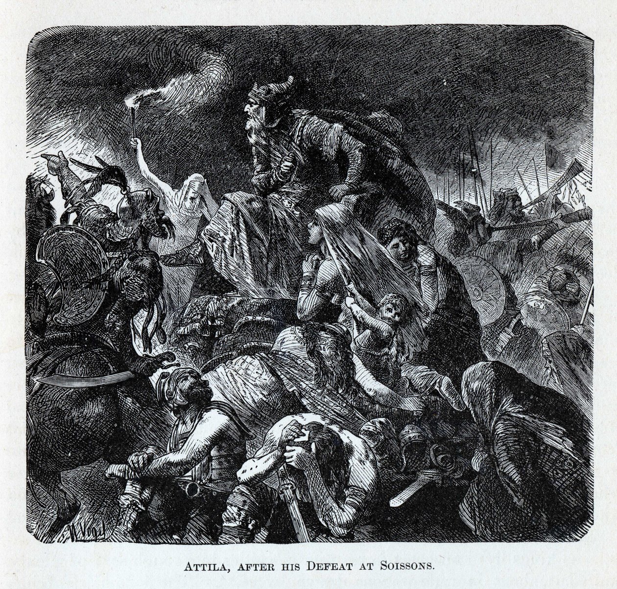 Attila après sa défaite à Soissons, 1882 - Hermann Vogel