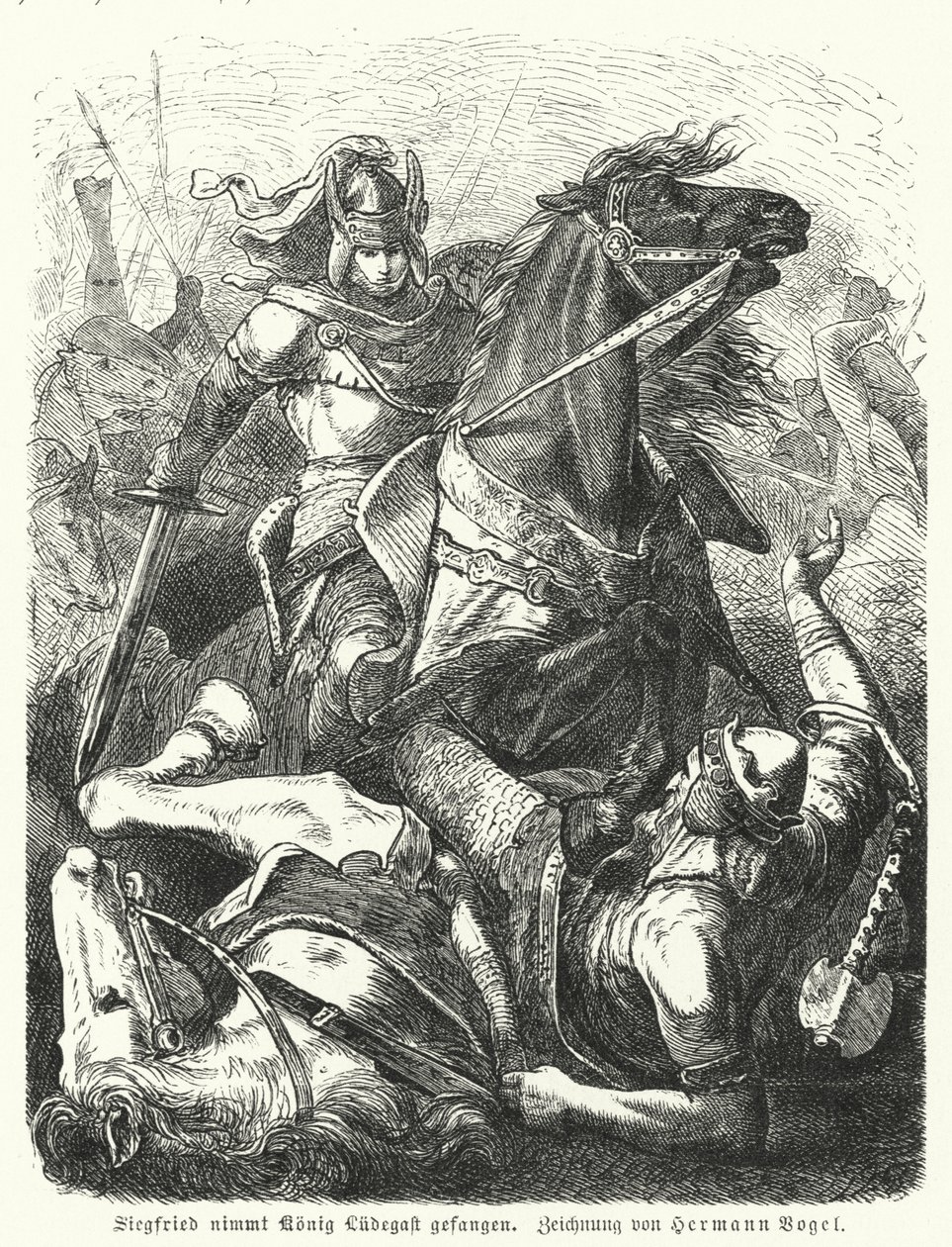 Siegfried capturant le roi Ludegast - Hermann Vogel