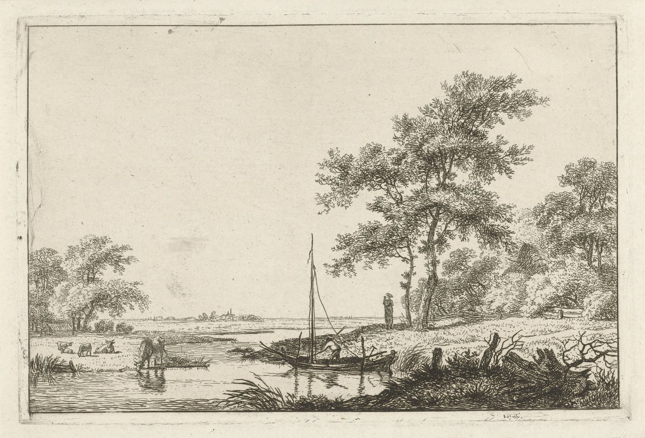 Paysage avec un petit bateau - Hermanus Fock