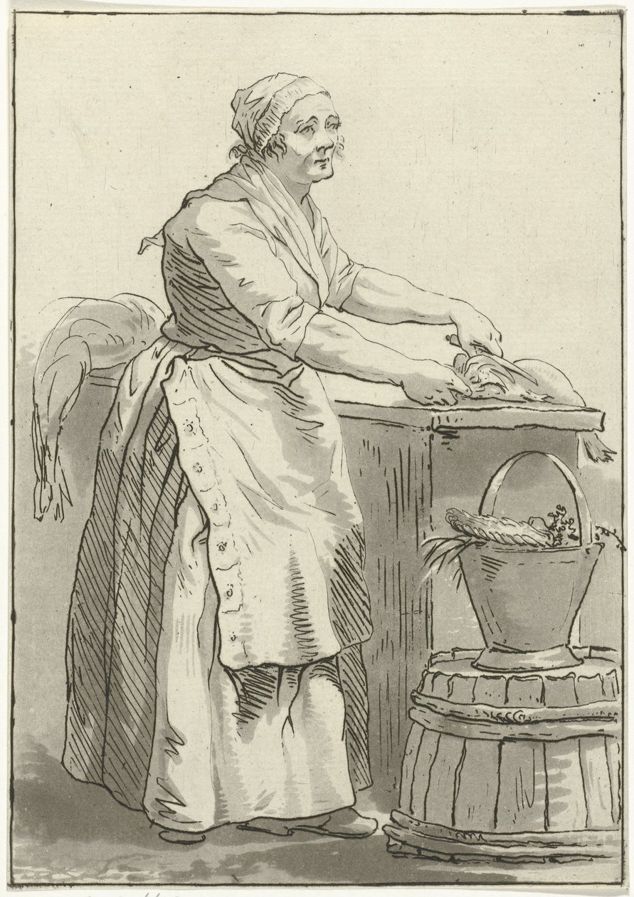 Femme nettoyant du poisson - Hermanus Fock