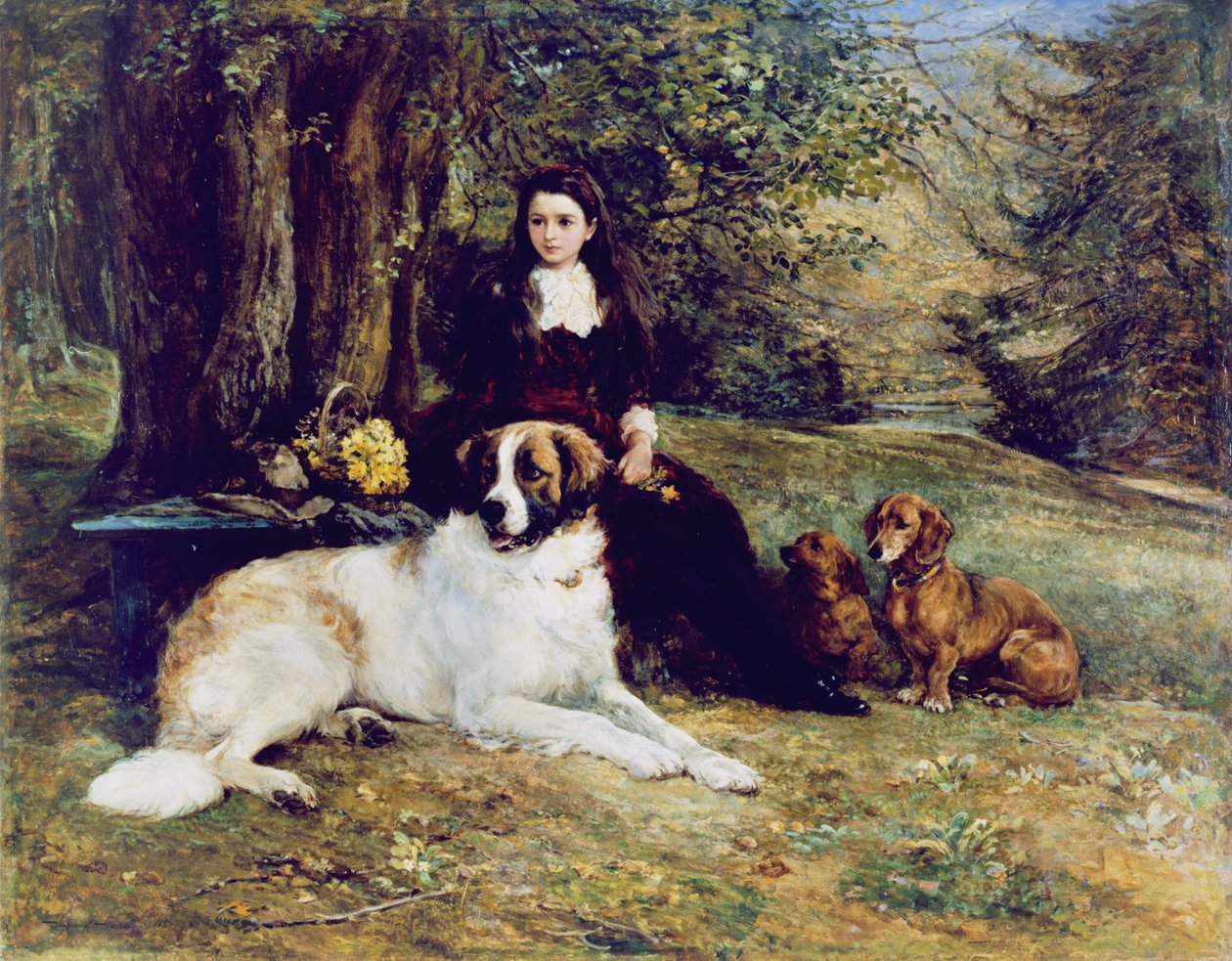 Fille avec chien, 1884 - Heywood Hardy