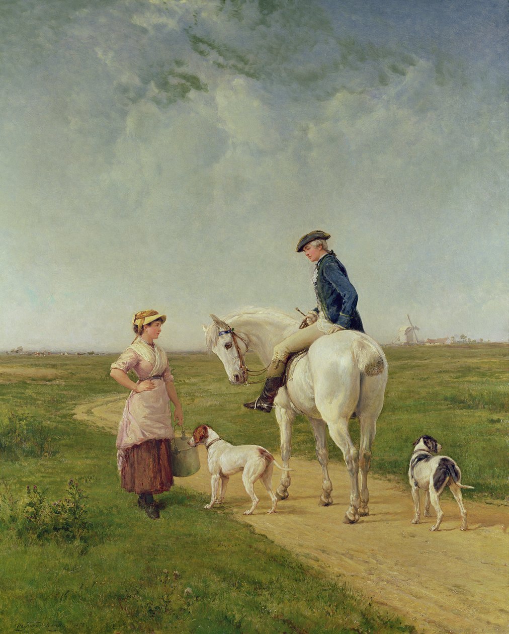 Laitière parlant à un cavalier - Heywood Hardy