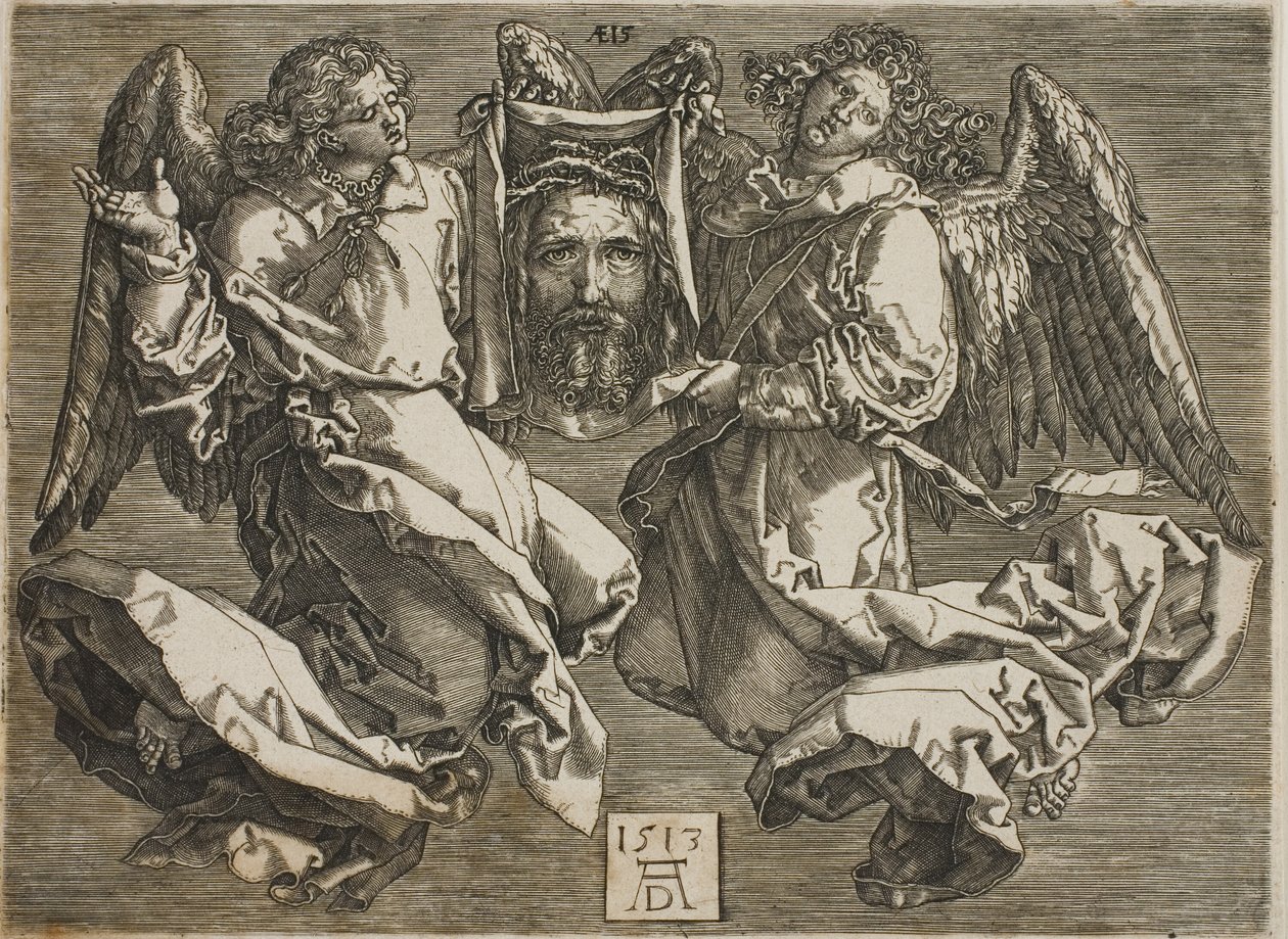 Sudarium présenté par deux anges - Hieronymous Wierix