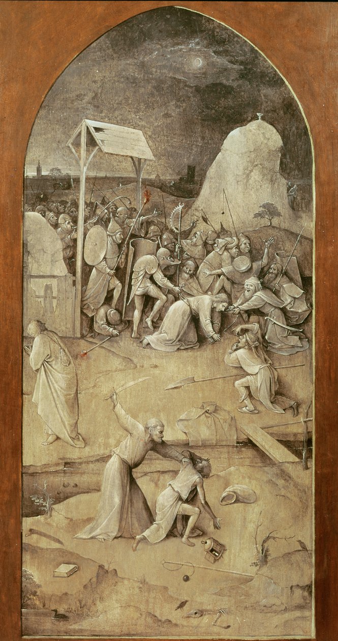 Le Christ sur le chemin du Calvaire, du triptyque de la Tentation de Saint Antoine (panneau extérieur gauche) - Hieronymus Bosch
