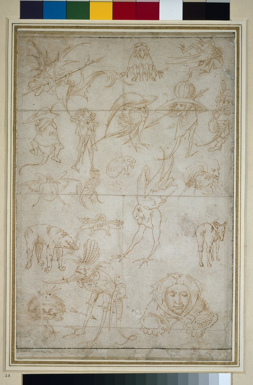 Études Grotesques (recto), 15ème siècle - Hieronymus Bosch