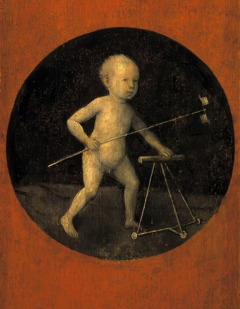 Enfant avec moulin à vent et trotteur - Hieronymus Bosch