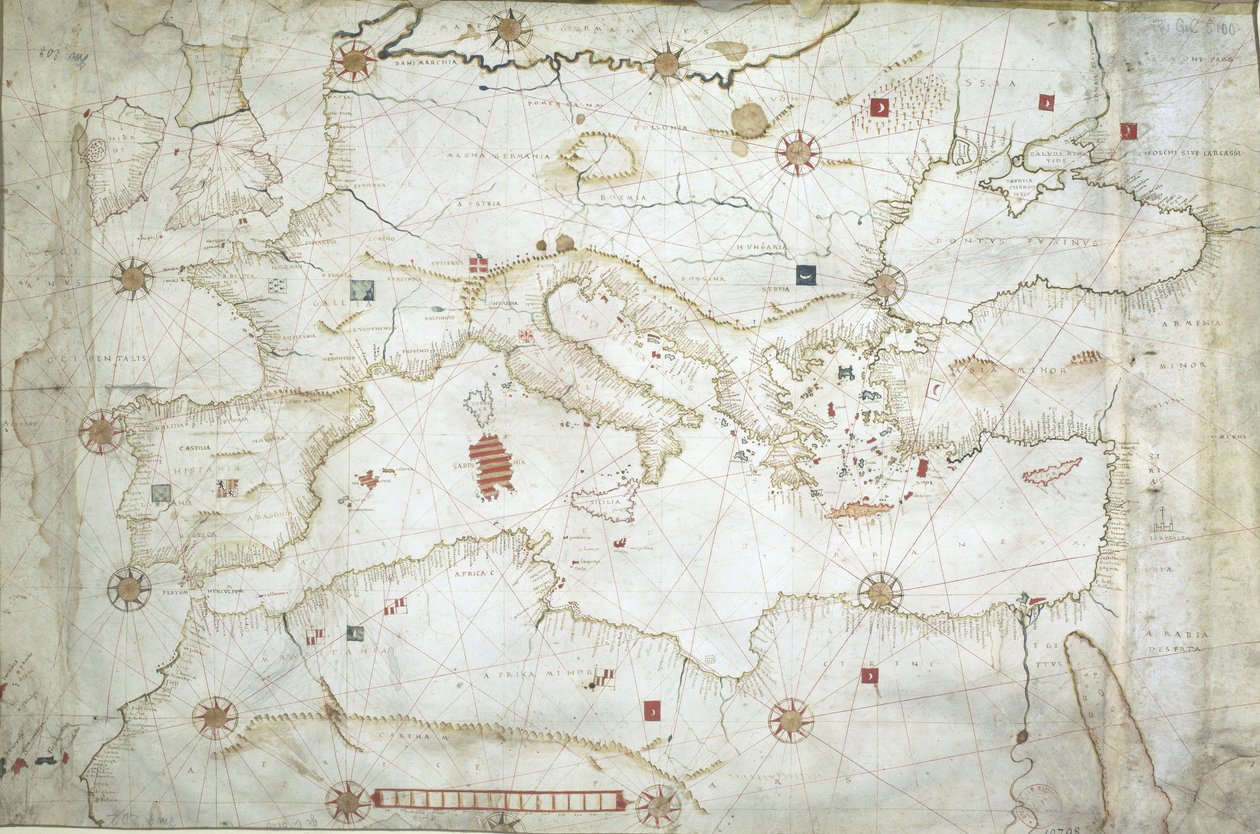 Carte de la Mer Méditerranée, de la Mer Noire et de l