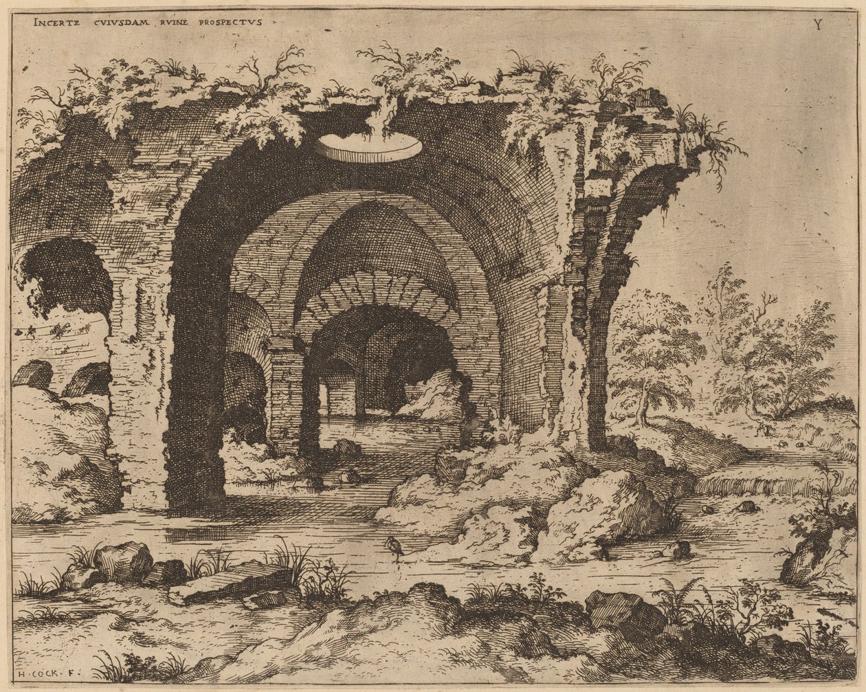 Vue de ruines non identifiées - Hieronymus Cock