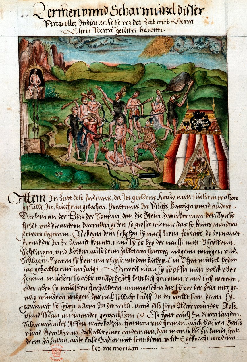 Vénézuéliens attaquant les conquistadors espagnols, 16e siècle - Hieronyouse Koler