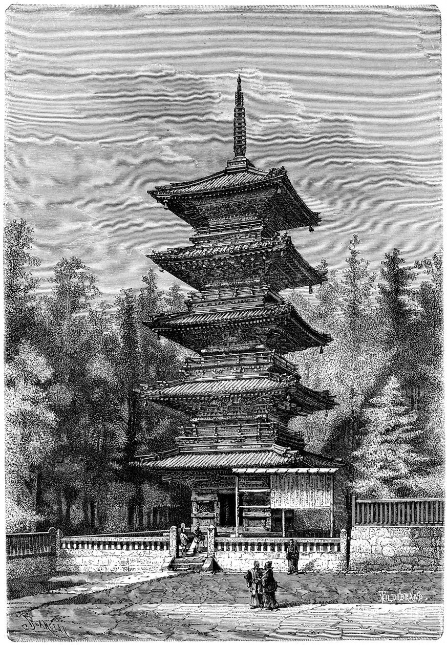 Temple bouddhiste, Nikko, Japon, 1895 - Hildibrand