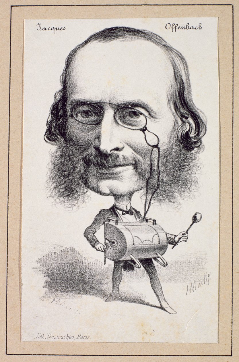 Portrait de Jacques Offenbach (1819-80) gravé par Paul Emile Destouches (1794-1874) - Hippolyte Mailly