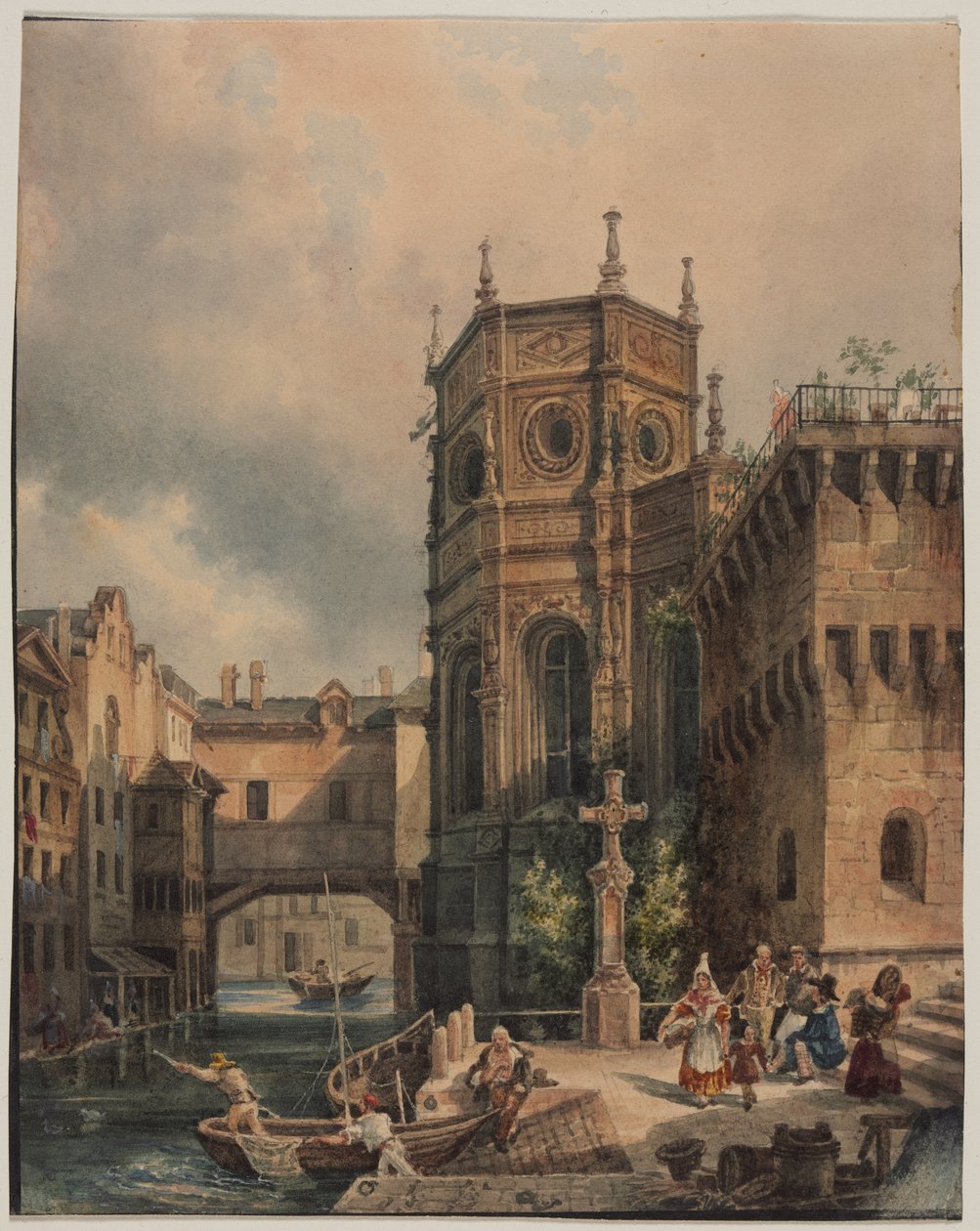 Scène sur un canal - Hippolyte Jean Baptiste Garnerey