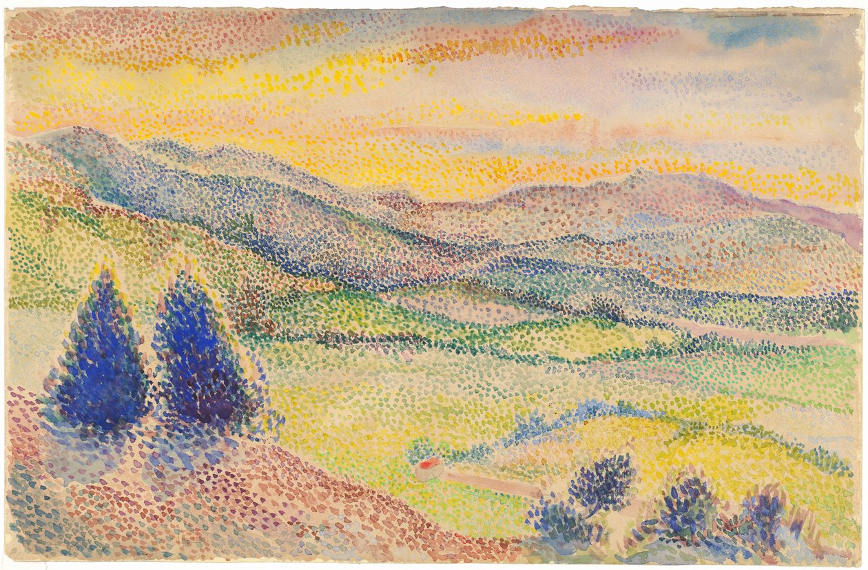 Une large vallée au coucher du soleil - Hippolyte Petitjean