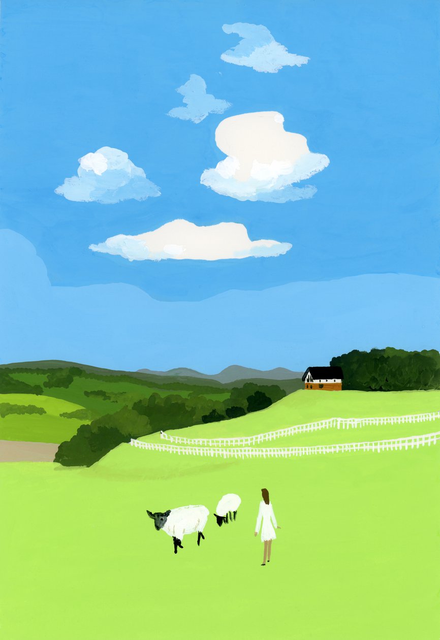 Prairie et moutons - Hiroyuki Izutsu