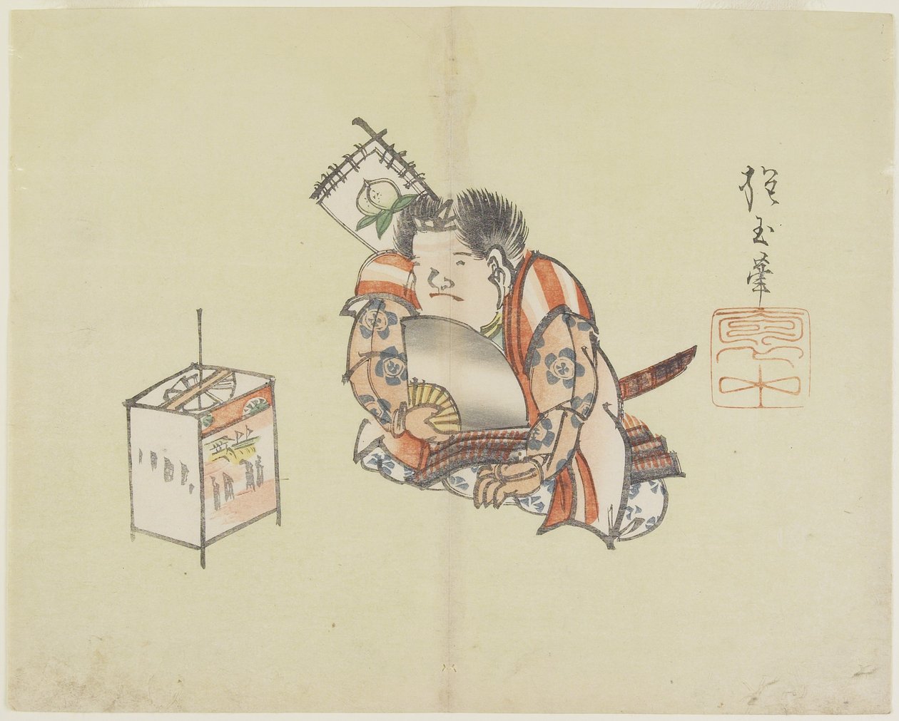 Momotaro utilisant un éventail, c. 1830 - Hogyoku