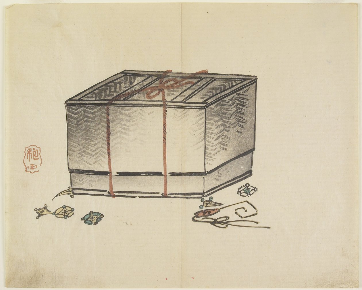 Boîte de rangement en osier, vers 1830 - Hogyoku