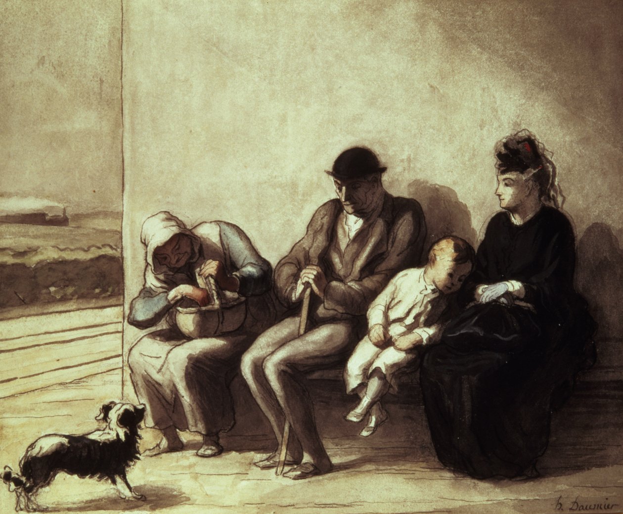 Gare de chemin de fer au bord de la route - Honoré Daumier