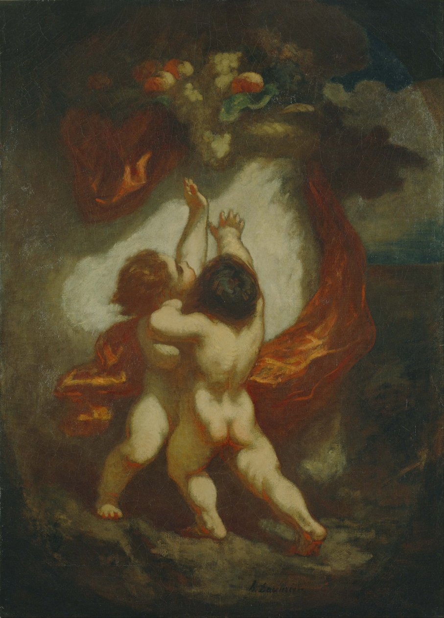 Deux enfants se disputent un fruit - Honoré Daumier